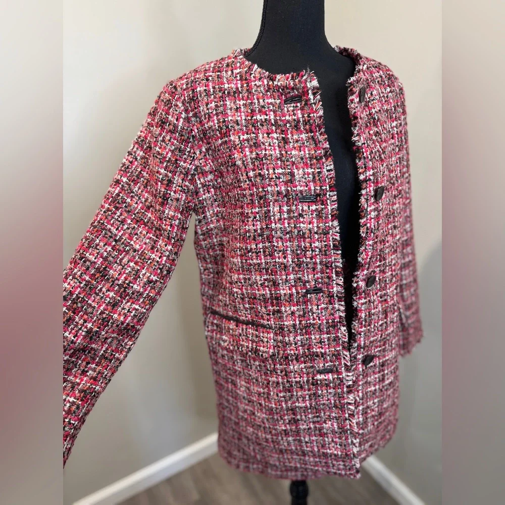 Talbots Tweed Jacket‎ Skirt Set Pink Boucle Preppy Chic Size 6 NEW WITH TAGS